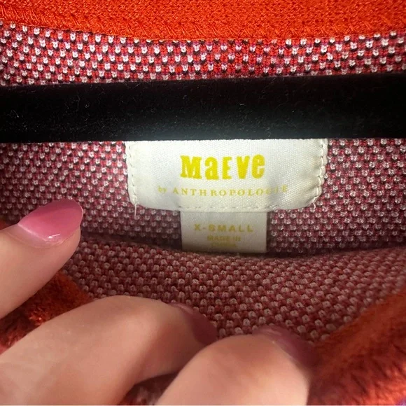 Maeve Boat Neck Orange and White Knit Sweater Size XS - Picture 7 of 11